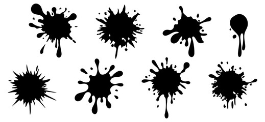collection of black blots or drops without background