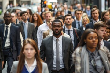 Fototapeta premium Crowd of business people walking down the street