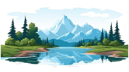 A lake isolated on pure white background