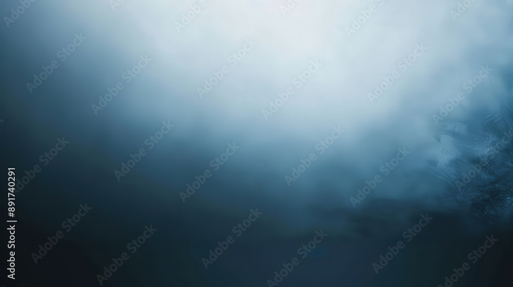 Poster a soft, gradient background in shades of blue with a subtle foggy haze that gives the impression of 
