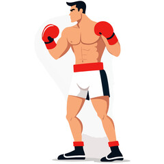 Series - Illustration of a Boxer | Fight Sport | Martial Arts | Different positions and moves | Colored