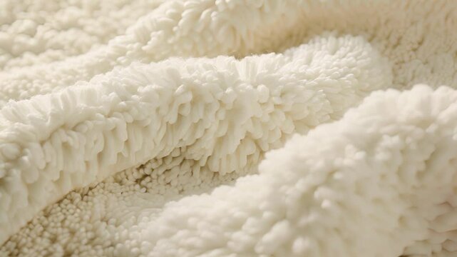 A detailed shot of the terry loop texture on an organic cotton bath towel showcasing the fluffy cloudlike softness of the fabric.
