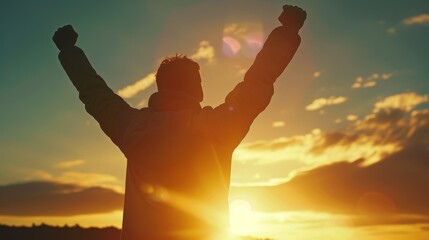 Fototapeta premium Reaching New Heights The Successful Businessman's Triumph