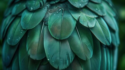 Naklejka premium Patterned Green Feathers on Unique Background