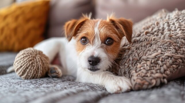 Playful Puppy Enjoying Home Life