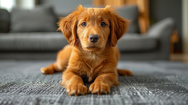Playful Puppy Enjoying Home Life