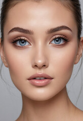Fototapeta premium A model showcasing a flawless, natural makeup look. 