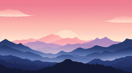 Fototapeta premium A mountain range against sunset sky background