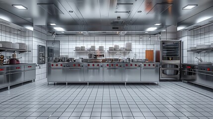 Obraz premium A clean restaurant kitchen. Generative AI.