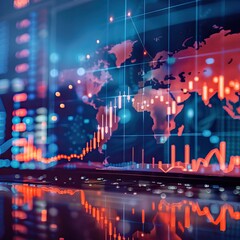 Global Economic Crisis Illustrated with Stock Market Graphics. High quality AI generated image