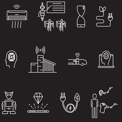 futuristic technology icons collection 