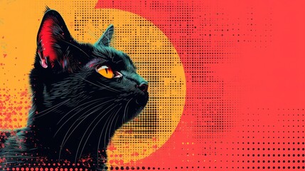 Cute Cat on Pastel Background - Vector Art with Faceted Minimal Abstract Design