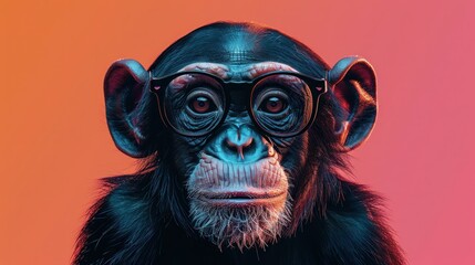 Playful Primate on Pastel: Vector Art of Adorable Monkey in Faceted Minimal Abstract Style