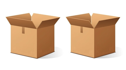 Blank cardboard box with flip top isolated on pure white background