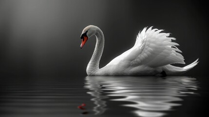 Fototapeta premium Graceful Swan in Artistic Pose on Dark Background