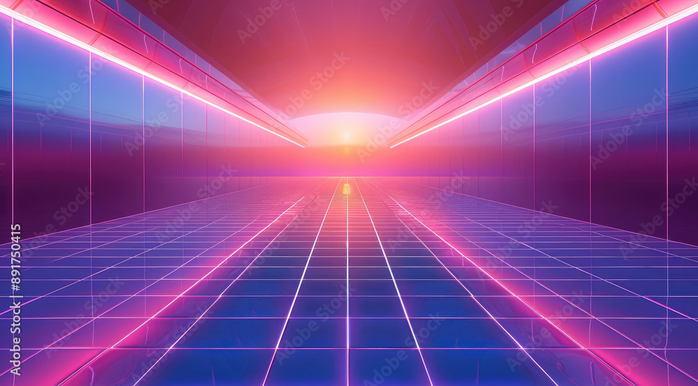 Aufkleber a grid background with an empty center space for text. the color scheme is purple and blue. generati