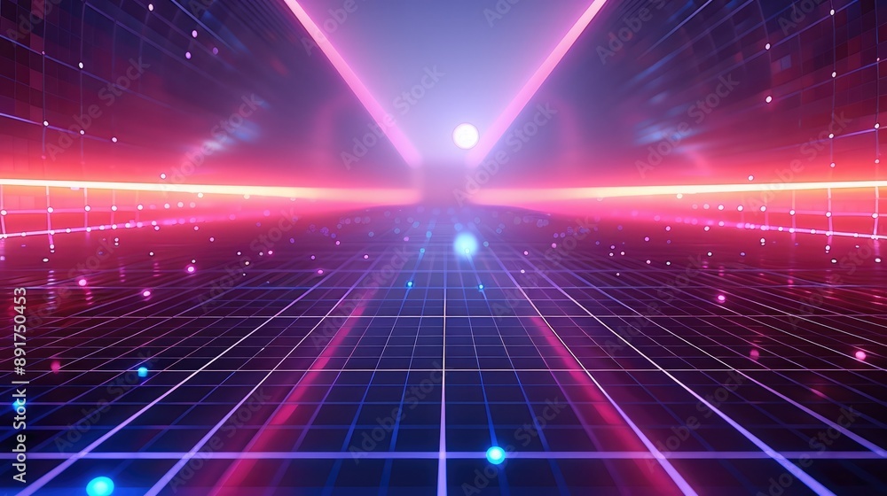 Aufkleber a grid background with an empty center space for text. the color scheme is purple and blue. generati