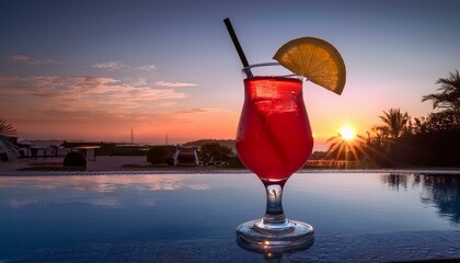 A tantalizing red cocktail with a citrus twist, capturing the essence of luxury with a stun 