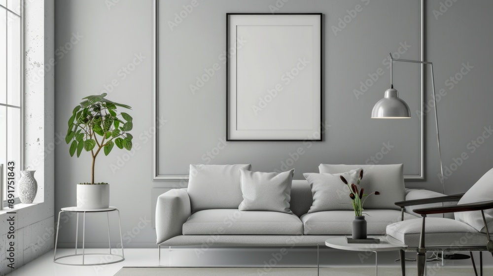 Poster create a frame cut-out with a minimalist border made of simple, clean lines, perfect for a contempor