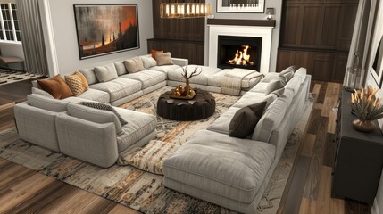 A cozy yet sophisticated family room with a large sectional sofa