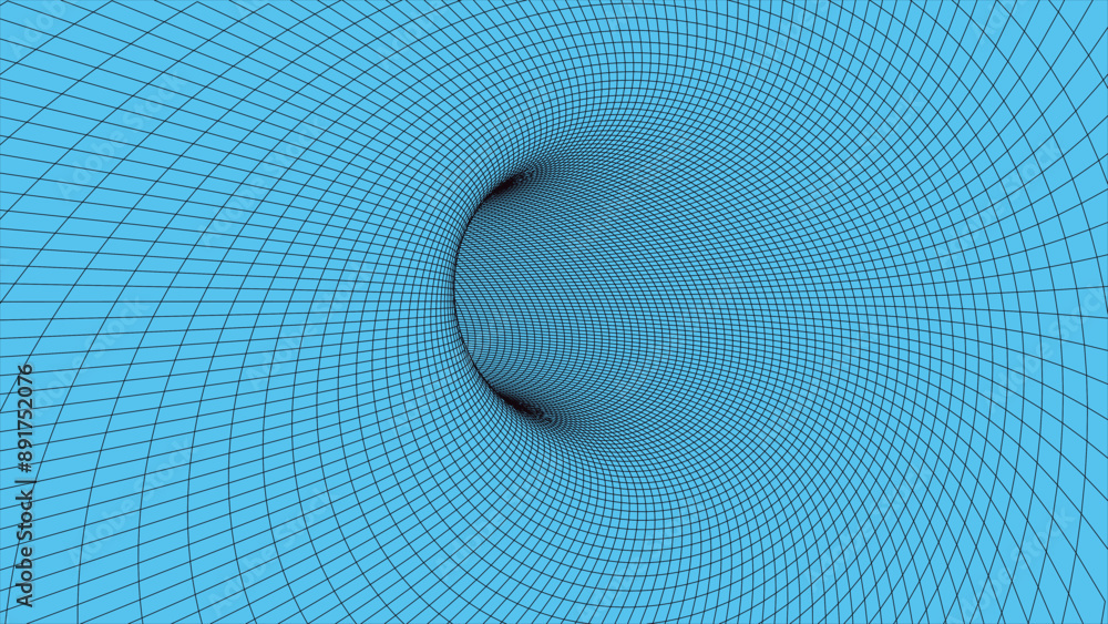 Poster abstract wireframe 3d tunnel. perspective mesh background texture. mesh model of a wormhole, vortex.