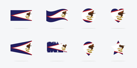 National flag of American Samoa. Vector flag icon set of American Samoa.