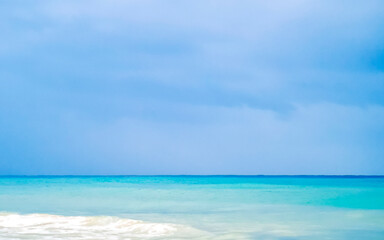 Tropical Caribbean beach sea clear water Playa del Carmen Mexico.