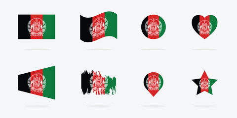 National flag of Afghanistan. Vector icon set of Afghanistan flag.