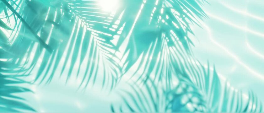 Palm Leaf Shadows Dance on Turquoise Water: Serene and Relaxing Background for Spa, Wellness, and Summer-Themed Videos