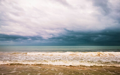 Tropical Caribbean beach clear turquoise water Playa del Carmen Mexico.