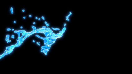 発光している水色の液体　スプラッシュ　ペンキ
