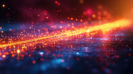 Obraz premium Beautiful light flares. Glowing streaks dark background. Luminous abstract sparkling lined background