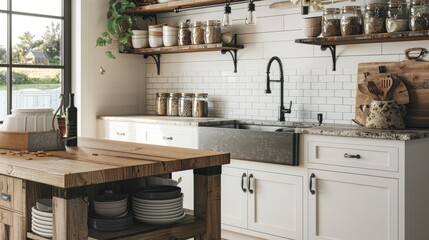 A modern kitchen with a farmhouse twist