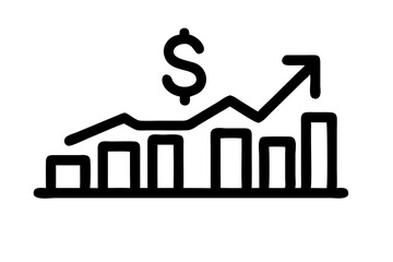 Money profit analytics line icon. Growth chart arrow, coins and dollar symbol, outline style pictogram on white background. Business sign for mobile concept and web design. Vector graphics. stock illu