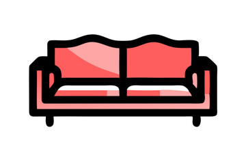 Sofa line and solid icon, Furniture concept, couch sign on white background, divan for living room icon in outline style for mobile concept and web design. Vector graphics. stock illustration