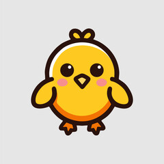 cartoon chicken with a sign, logo vector