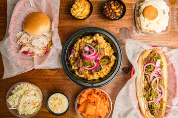 BBQ food flat lay composition