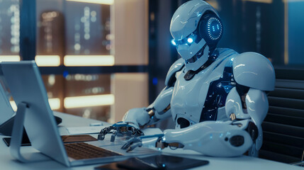Fototapeta premium Concept of artificial intelligence for industrial revolution and automation