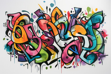 with silver marker pen on white paper, colourful and vibrant calligraphy style graffiti
