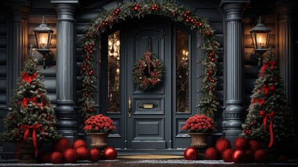 Fototapeta premium Home door decor for Christmas