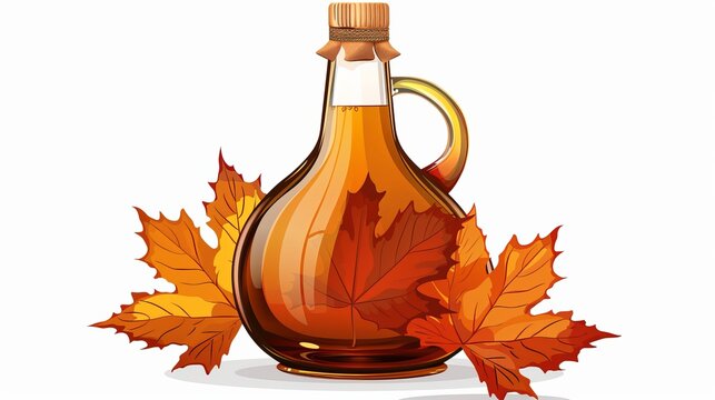 maple syrup bottle with autumn leaves clip art preview