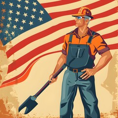 Celebrate Labor Day with Colorful Flags, Cheerful Decorations, and Vibrant Banners in a Festive, Playful Style