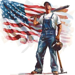Celebrate Labor Day with Colorful Flags, Cheerful Decorations, and Vibrant Banners in a Festive, Playful Style