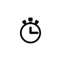 Modern, minimalist black and white stopwatch icon.