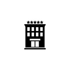 Elegant five-star hotel building icon, perfect for travel and hospitality services.