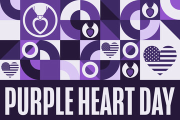 Obraz premium National Purple Heart Day. August 7. Holiday concept. Template for background, banner, card, poster with text inscription. Vector EPS10 illustration.