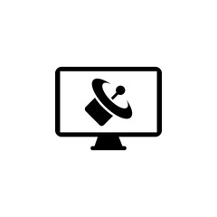 Modern satellite dish icon displayed on a computer monitor.