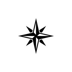 Black compass rose icon, simple navigation symbol.