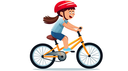 Fototapeta premium Girl on a bicycle isolated on pure white background