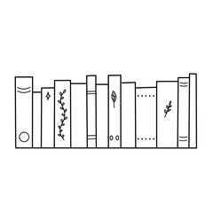 Bookshelf with a variety of books. Flat vector illustration isolated on white background.